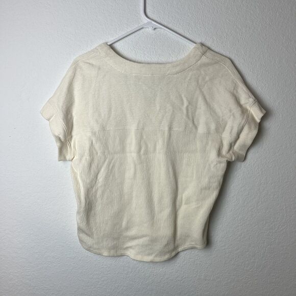 Madewell Sweater Womens XS Ivory Short Sleeve V-Neck Knit Pullover Casual Top - Picture 4 of 6